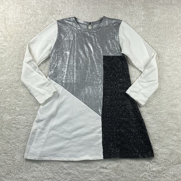 Two in a Castle geometric colorblock long sleeved shift dress, 11 - Picture 1 of 8